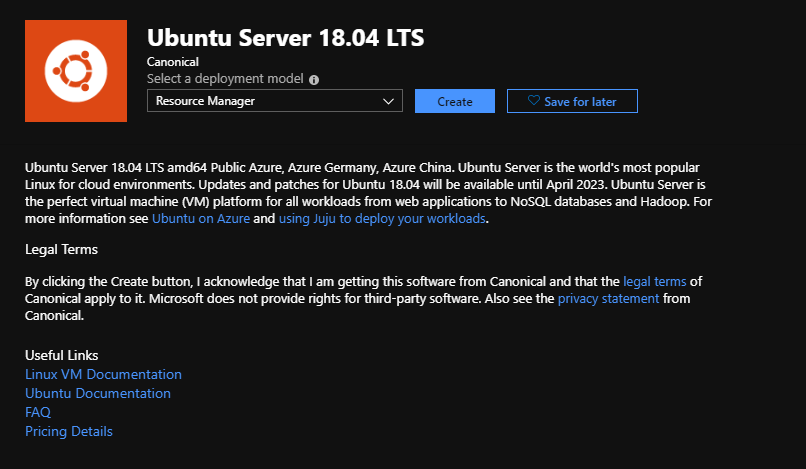 Azure Ubuntu Server 18.04