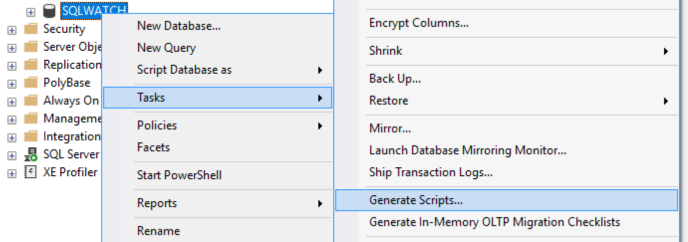 SSMS Generate Scripts