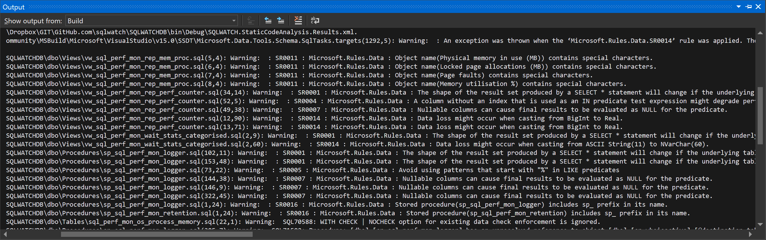 Visual Studio Database Code Analysis
