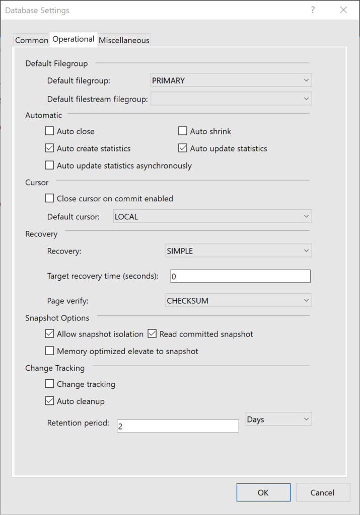 Visual Studio Database Properties